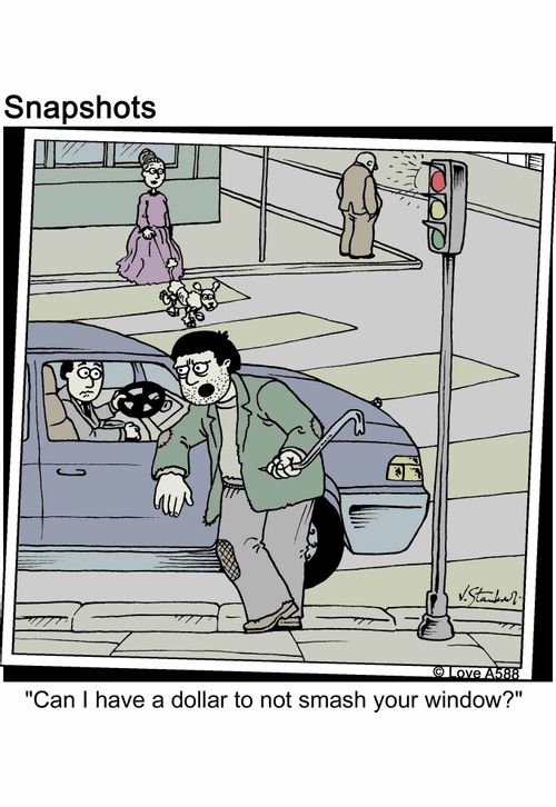 'Can I have a dollar to not smash your window?'