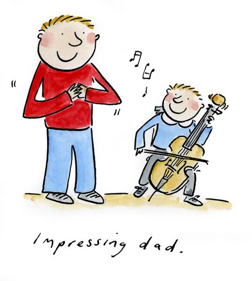 Impressing dad.