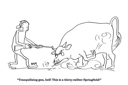 'Tranquilizing gun, hell!  This is a thirty-caliber Springfield!'