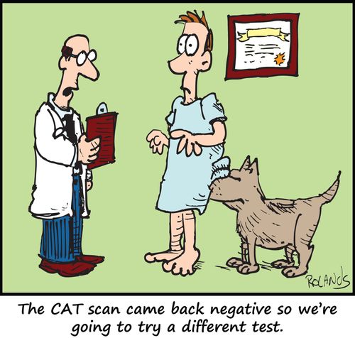 'The CAT scan came back negative so we're going to try a different test.'