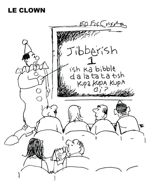 Clown teaches how to speak Jibberish