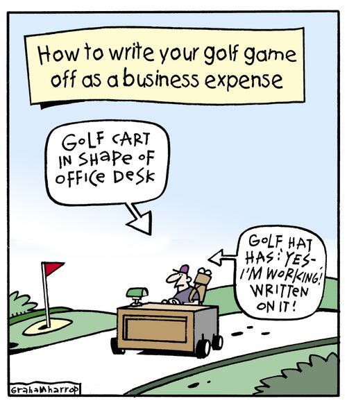 How to write your golf game off as a business expense.