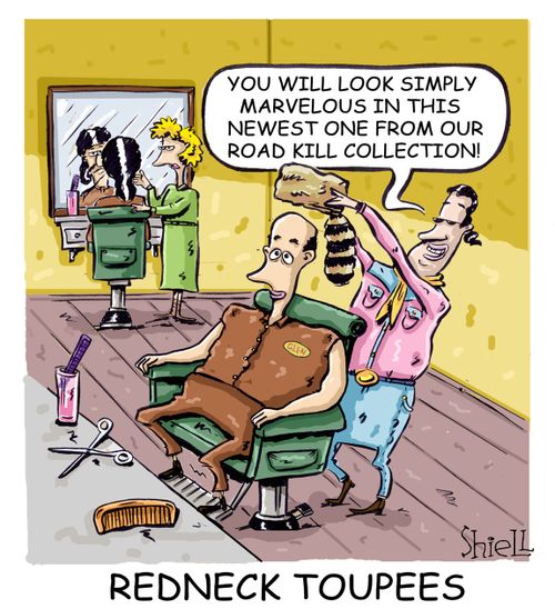 'You will look simply marvelous in this newest one from our road kill collection!'