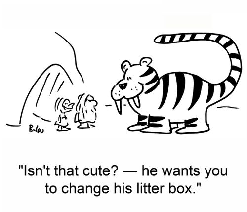'Isn't that cute? -- he wants you to change his litter box.'