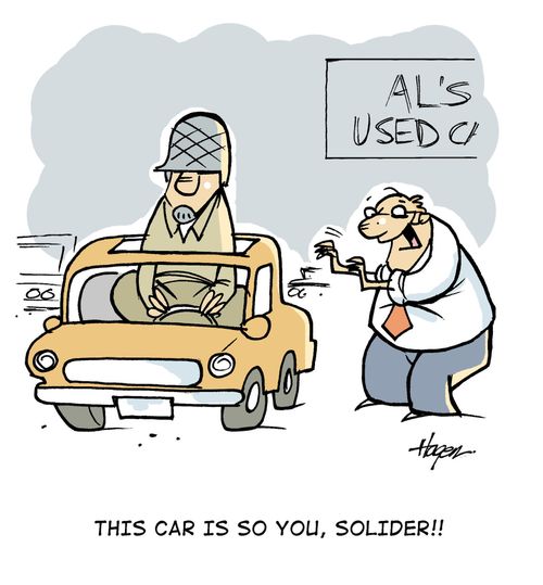 'This car is so you, soldier!!'