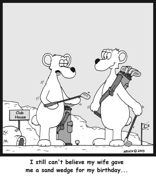 'I still can't believe my wife gave me a sand wedge for my birthday...'