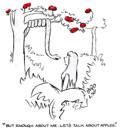 'But enough about me. Let's talk about apples.'