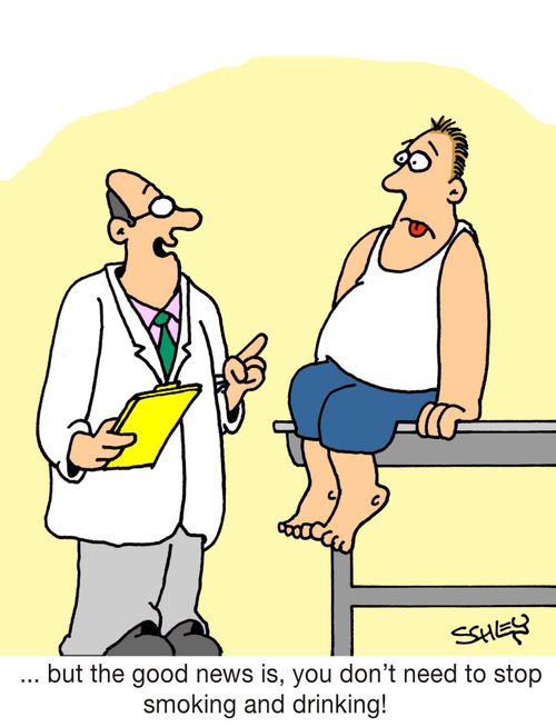 '... but the good news is, you don't need to stop smoking and drinking!'
