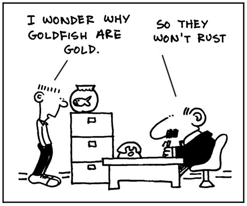 'I wonder why goldfish are gold.' - 'So they don't rust.'