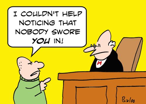 'I couldn't help noticing that nobody swore YOU in!'