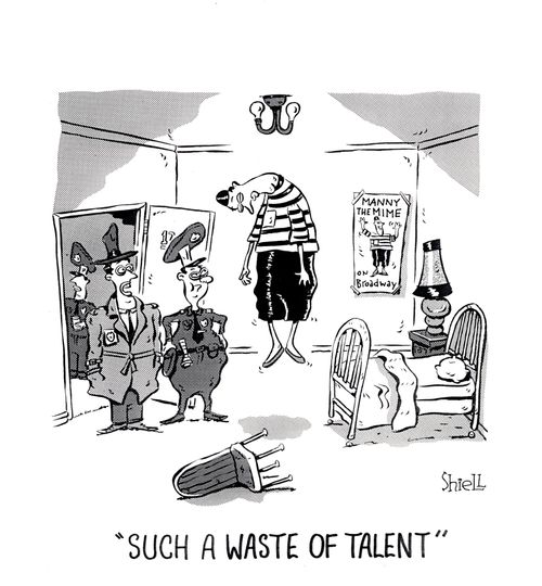 Hanging Mime - Such a waste of talent.