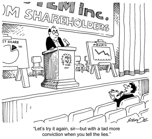 "Let's try it again, sir - but with a tad more conviction when you tell the lies."