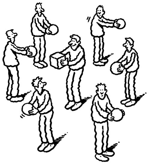 Playing ball with a cube.
