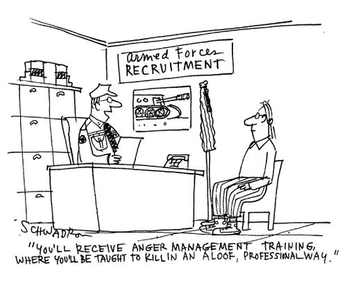 'You'll recieve anger management training where you'll be taught to kill in an aloof,professional way.'