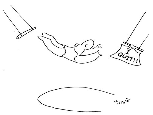 Trapeze artist leaves sign saying 'I quit'!