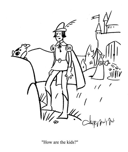 'How are the kids?' (Frog talking to prince).
