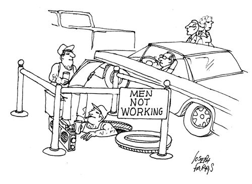 Men not working.
