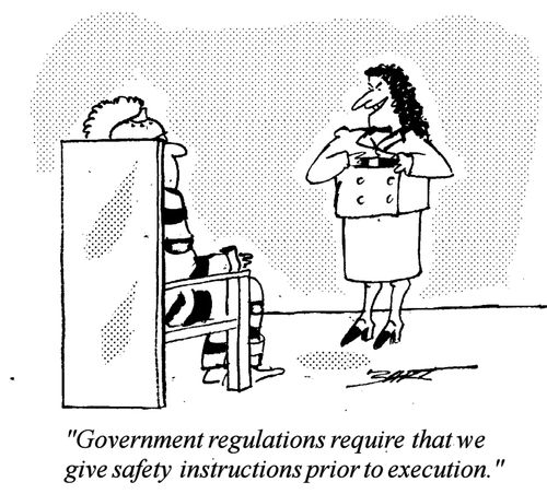 "Government regulations require that we give safety instructions prior to execution."