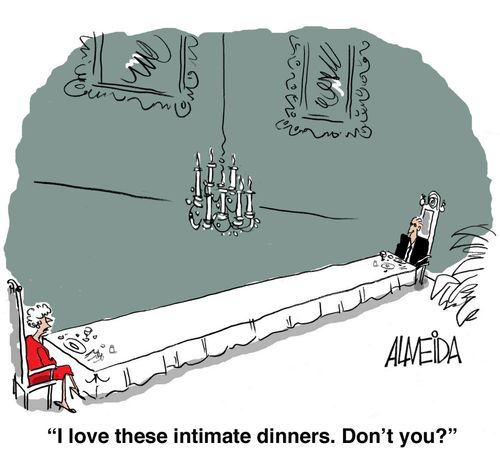 'I love these intimate dinners. Don't you?'