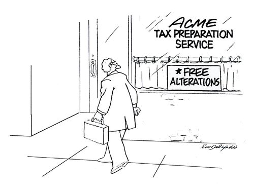 Acme Tax Preparation Service. Free alterations.