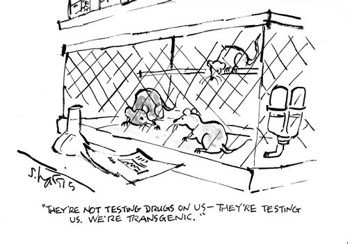 'They're not testing drugs on us - they're testing us.  We're transgenic.'
