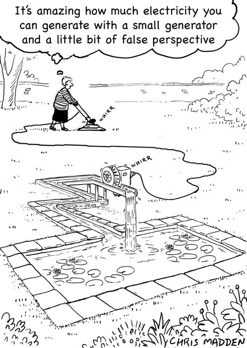 false perspective in the garden (based on M C Escher)
