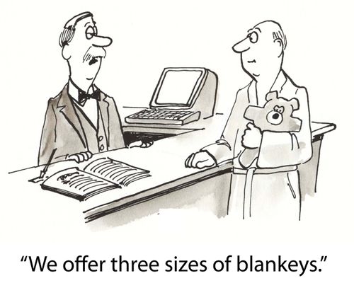 'We offer three sizes of blankeys.'
