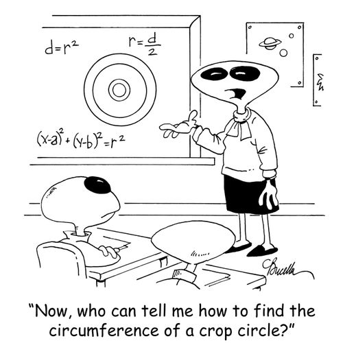 'Now, who can tell me how to find the circumference of a crop circle?'