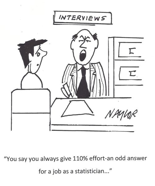 'You say you always give 110% effort-an odd answer for a job as a statistician. . .'