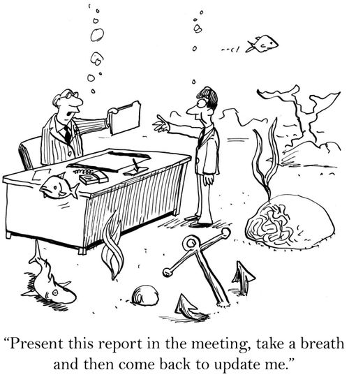 'Present this report in the meeting, take a breath and then come back to update me.'