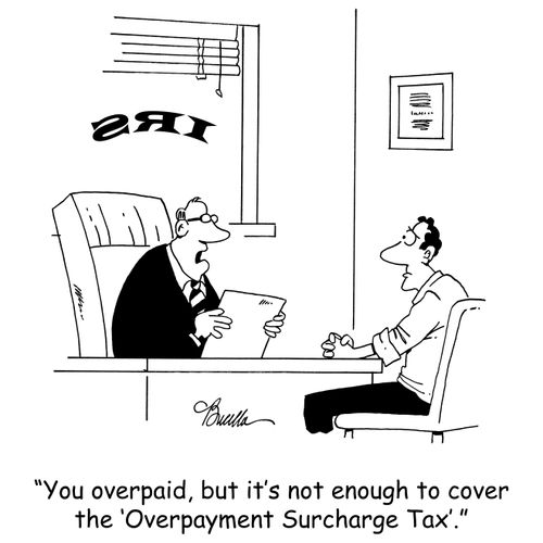 'You overpaid, but it's not enough to cover the 'Overpayment Surcharge Tax'.'