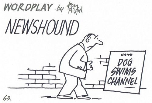 Wordplay: Newshound - Dog swims channel.