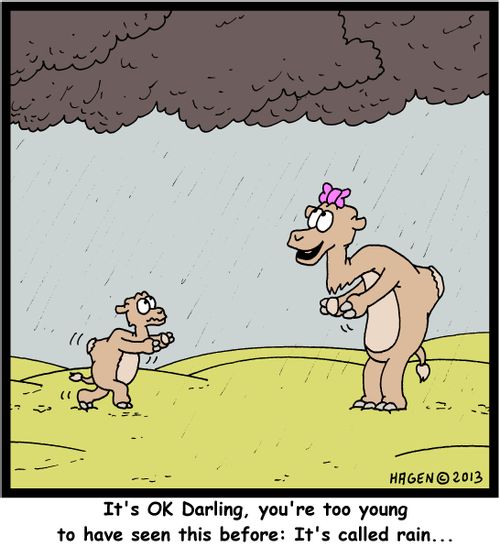'It's OK Darling, you're too young to have seen this before: It's called rain...'