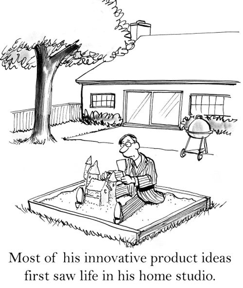 Most of his innovative product ideas first saw life in his home studio.