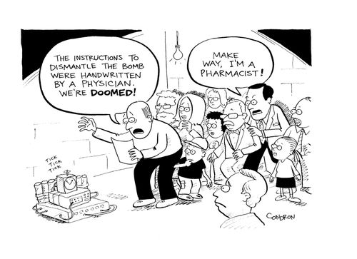 'The instructions to dismantle the bomb were handwritten by a physicians. We're doomed!'