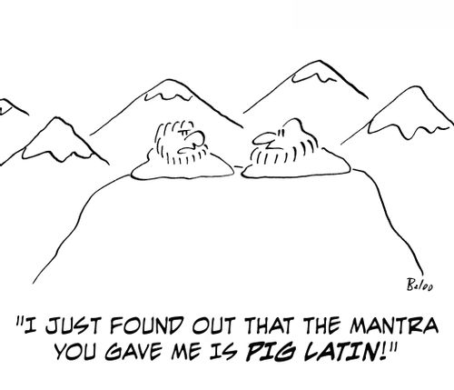 'I just found out that the mantra you gave me is Pig Latin!'