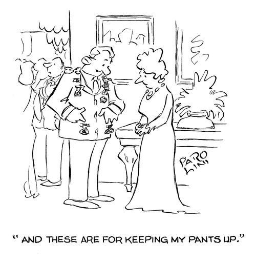 Decorated officer - 'And these are for keeping my pants up.'