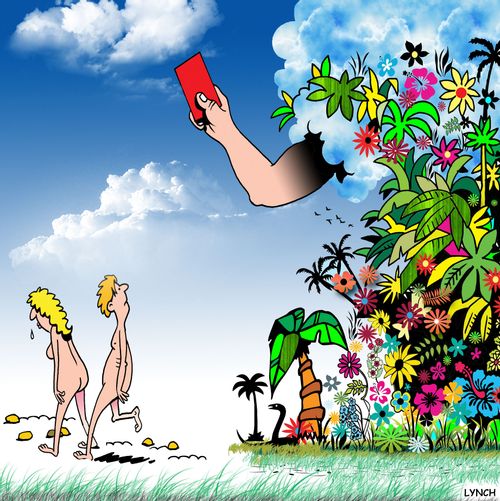 God red cards Adam and Eve.