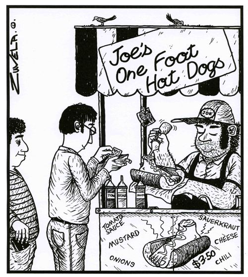 Joe's one foot hot dogs.
