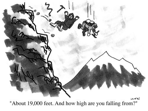 About 19,000 feet. And how high are you falling from?