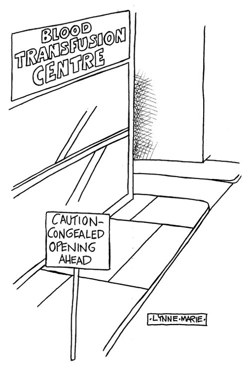 'Caution - congealed opening ahead.'