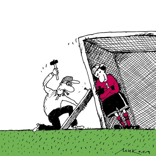 Sleeping goalkeeper.