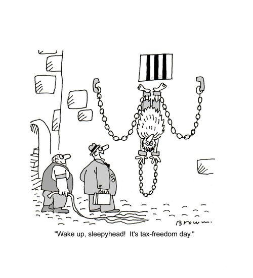 'Wake up, sleepyhead!  It's tax-freedom day.'