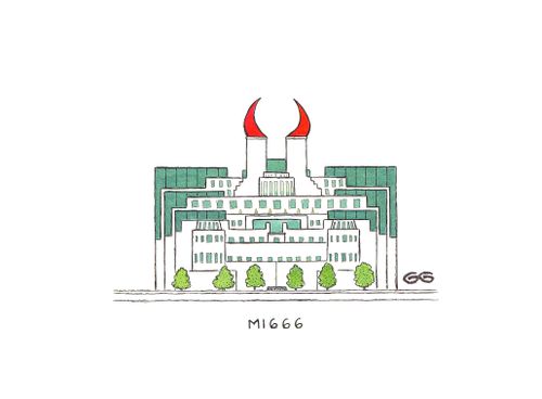 MI666 (The MI6 building with devil horns).