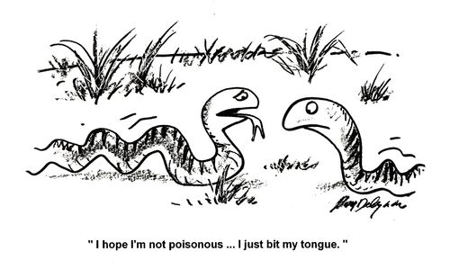 'I hope I'm not poisonous... I just bit my tongue.'