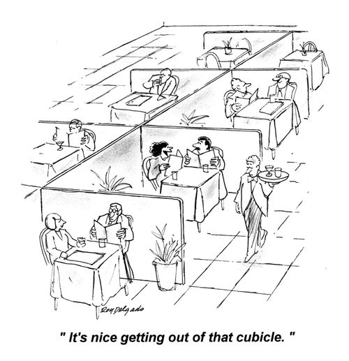 'It's nice getting out of that cubicle.'