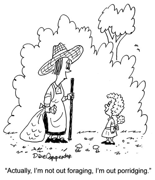 'Actually, I'm not out foraging, I'm out porridging.'