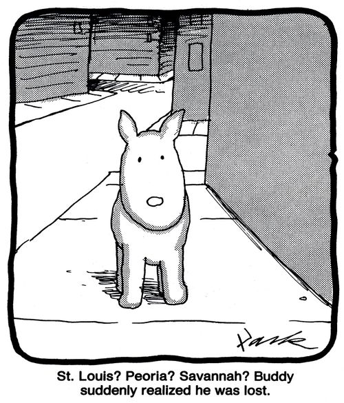 "St. Louis? Peoria? Savannah? Buddy suddenly realized he was lost."