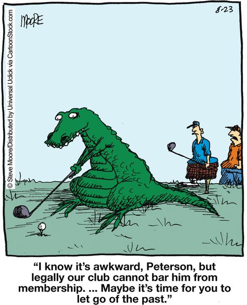 'I know it's awkward, Peterson, but legally our club cannot bar him from membership. ... Maybe it's time for you to let go of the past.'