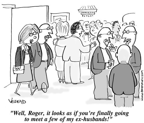 'Well, Roger, it looks as if you're finally going to meet a few of my ex-husbands!'